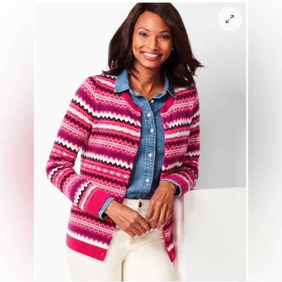 Talbots Sweaters - Talbots fair isle crew neck  lambswool nylon cardigan sweater